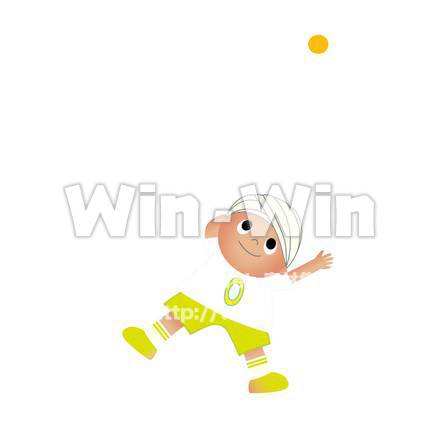 寝ながらボールをキャッチする男の子のCG・イラスト素材 W-017707