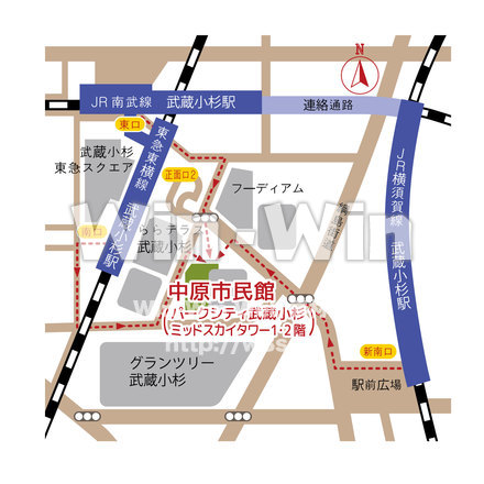 中原市民館地図のCG・イラスト素材 W-019857