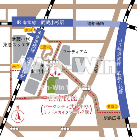 中原市民館地図のCG・イラスト素材 W-018998