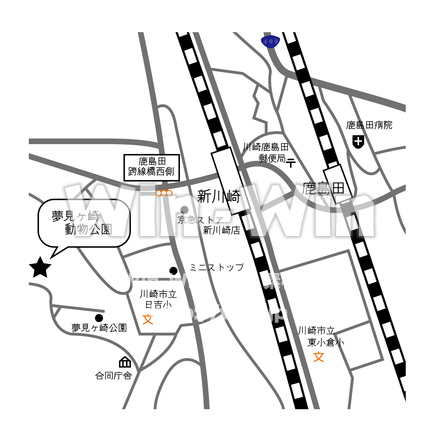 夢見ヶ崎動物公園地図のCG・イラスト素材 W-018411