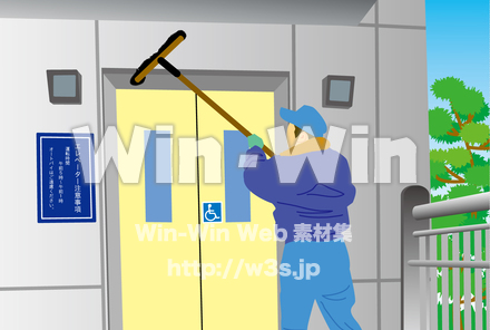 エレベーター清掃のCG・イラスト素材 W-019789