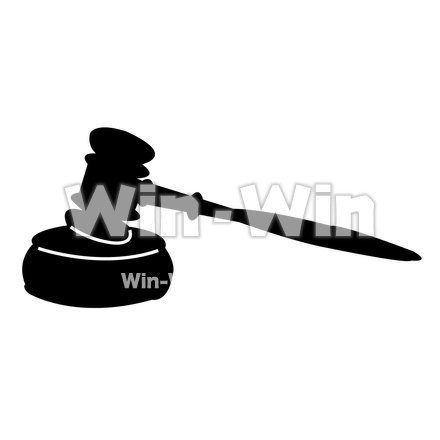 木槌、裁判のシルエット素材 W-019034