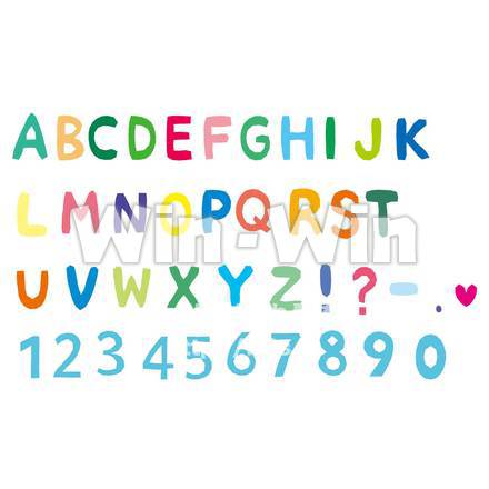 カクカクしたアルファベットと数字（白ふち付き）のCG・イラスト素材 W-019098