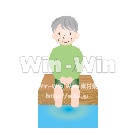 足湯をする男性のCG・イラスト素材 W-022669