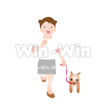 女の子と犬のCG・イラスト素材 W-022143