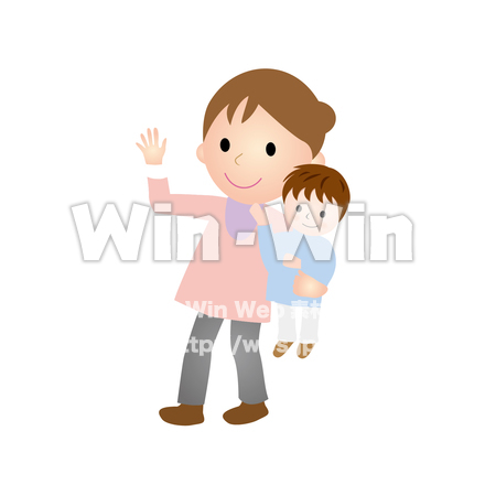 子どもを抱える保育士さんのCG・イラスト素材 W-022673