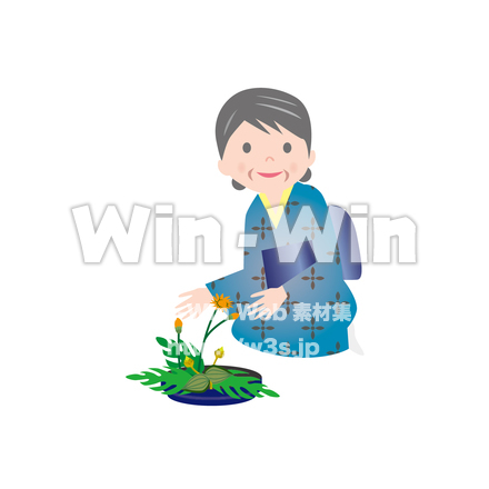 生け花を嗜む女性のCG・イラスト素材 W-022674
