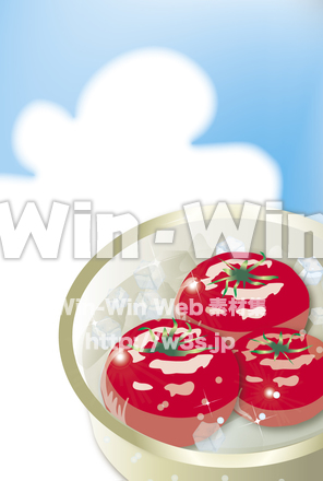 冷しトマトと青い空のCG・イラスト素材 W-022563