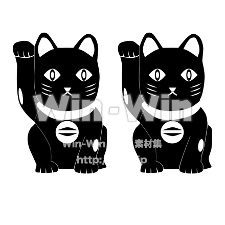 招き猫今戸神社のシルエット素材 W-025349