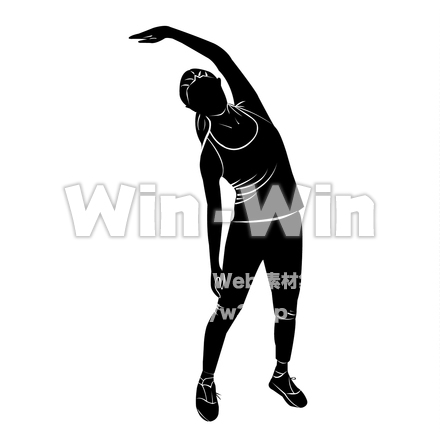 ラジオ体操をする女性のシルエット素材 W-026797