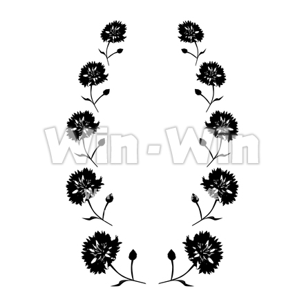 矢車菊の花輪のシルエット素材 W-027561