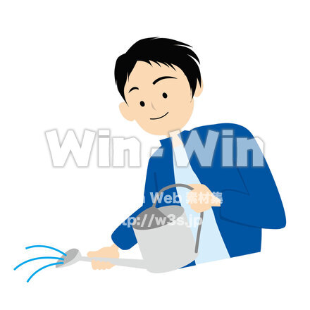 水やりをする男性のCG・イラスト素材 W-026577