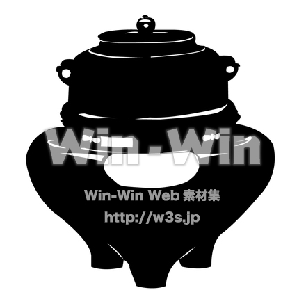 茶道具_風炉釜のシルエット素材 W-029008