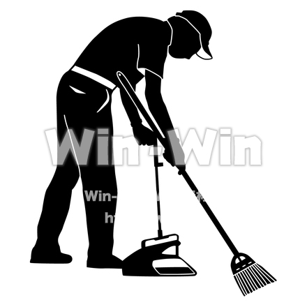 掃除をする男性のシルエット素材 W-028141