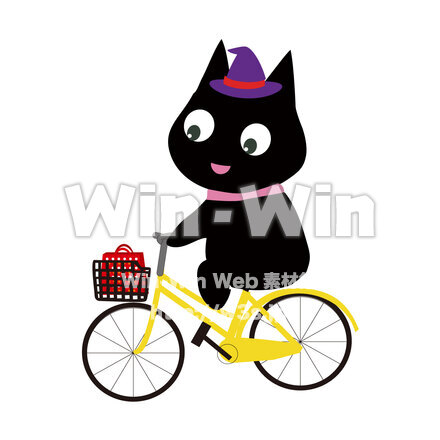 自転車に乗るネコのCG・イラスト素材 W-028953