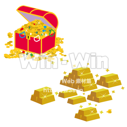 宝箱と金塊のCG・イラスト素材 W-029144
