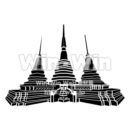 ワットポーの仏塔のシルエット素材 W-029090