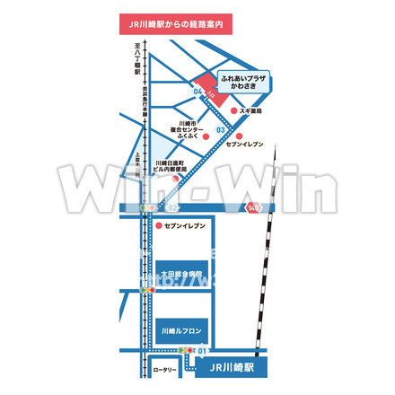 JR川崎駅〜ふれあいプラザかわさき_地図のCG・イラスト素材 W-029769