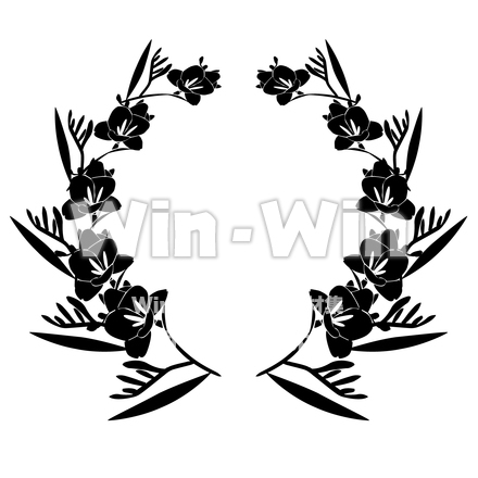 フリージアの花輪のシルエット素材 W-028427
