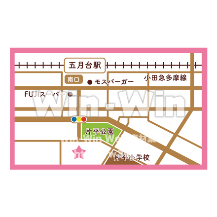 川崎市北部地域療育センター地図のCG・イラスト素材 W-030114