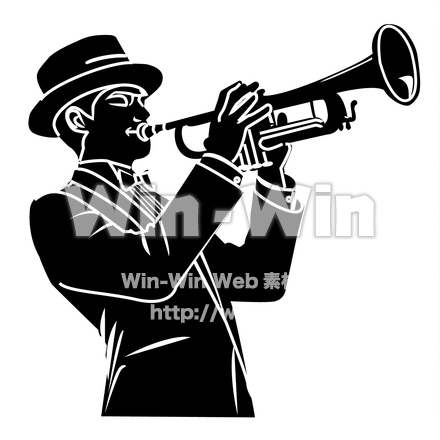 トランペット奏者のシルエット素材 W-030237