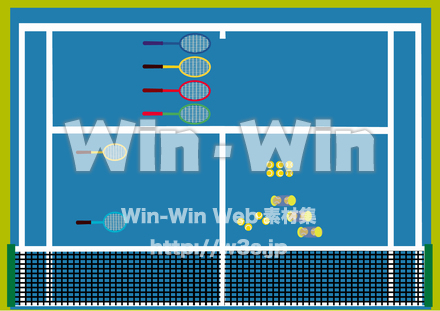 テニスコートとラケットボールのCG・イラスト素材 W-030135