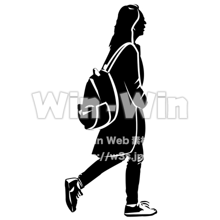 歩く人のシルエット素材 W-030236