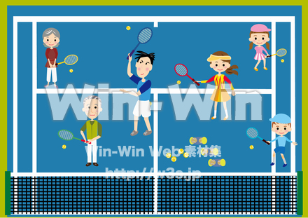 家族でテニスのCG・イラスト素材 W-030134